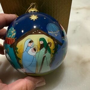 Pier 1 Blue and Gold Nativity Ornaments Holiday Collection